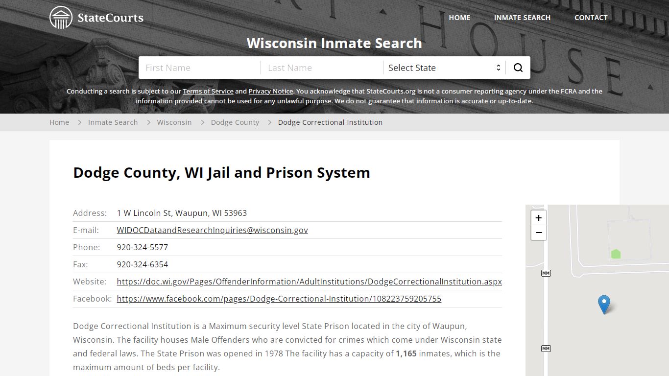 Dodge Correctional Institution Inmate Records Search ...